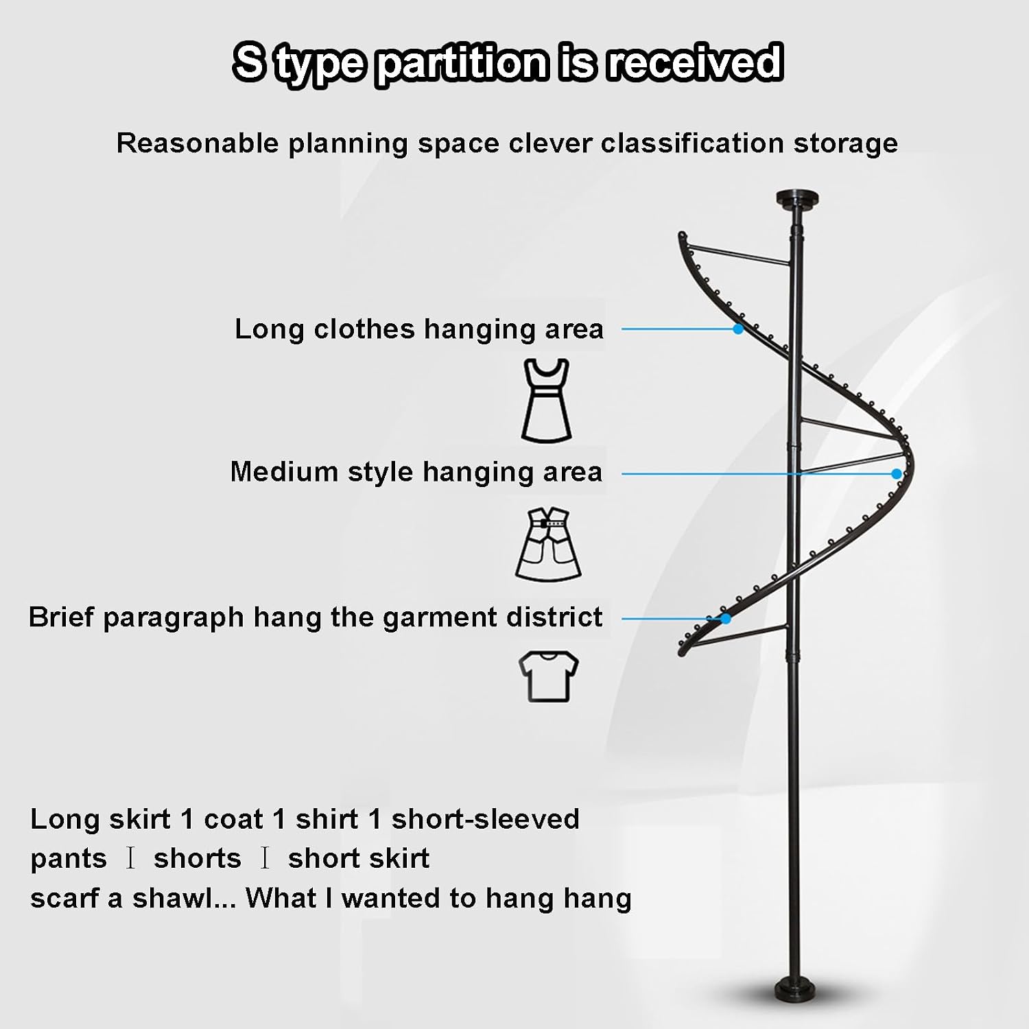 Spiral Rotating Clothing Rack 360° Heavy Duty Garment Rack Standing Metal Sturdy Freestanding Hanger for Wardrobe Storage, Bedrooms, Clothing Shops and Dormitories