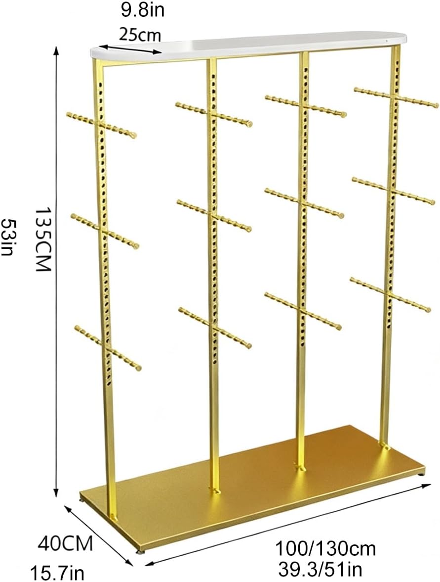 Metals Underwear Display Rack Stand,Underwear Display Stands,Clothing Store Garment Rack Lingerie Display Stand,Commercial Shelves,Freestanding Clothing Store Storage Shelf(Gold,100cm/39.3in)