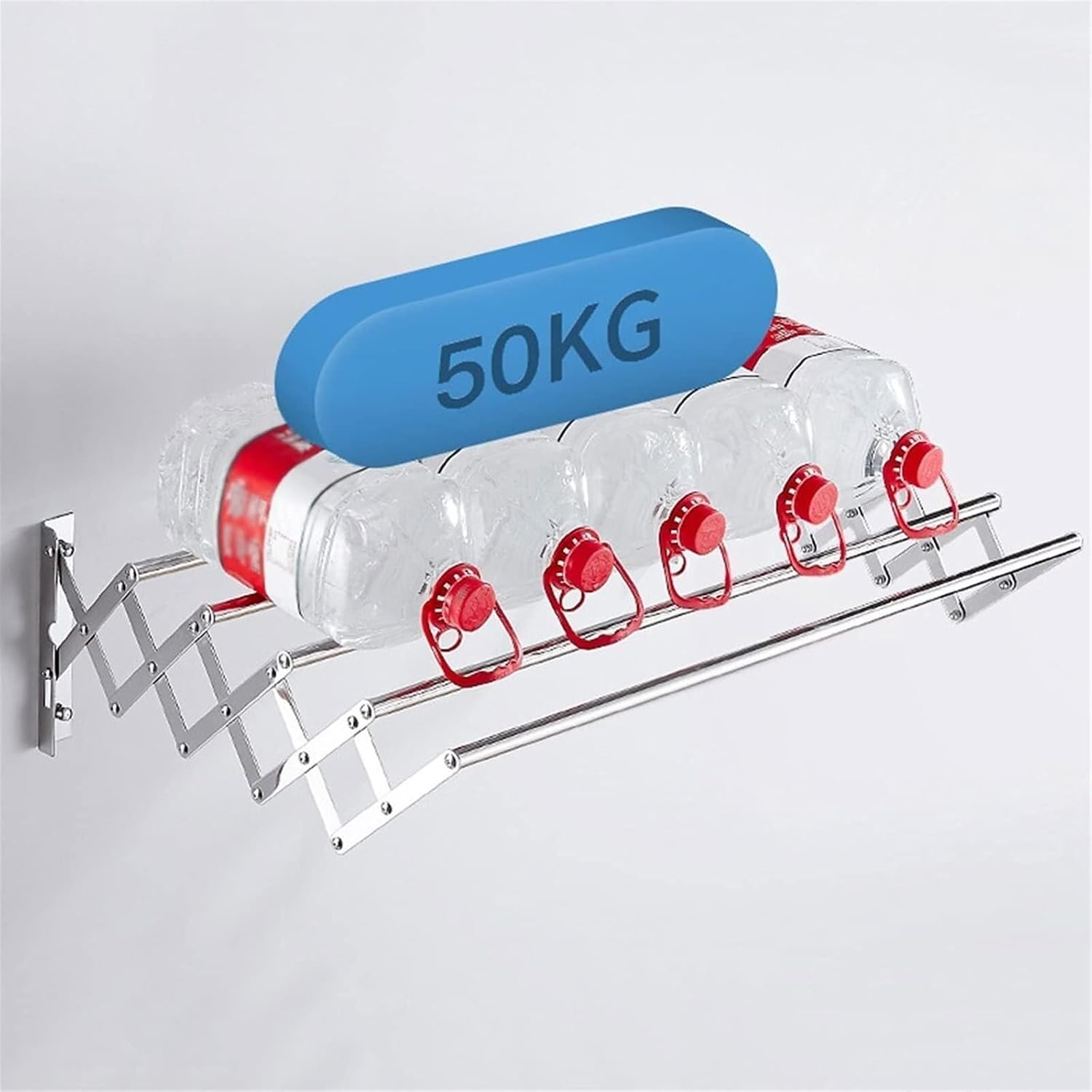 Folding Retractable Wall-Mounted Clothes Airer, Stainless Steel Towel & Garment Drying Rack, Collapsible Bathroom Laundry Line, 50cm