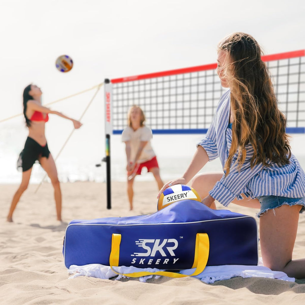 SKEERY Outdoor Heavy Duty Volleyball Net Set, Anti-Sag Design, Adjustable Aluminum Poles, Portable Volleyball Net for Backyard,Grass and Beach