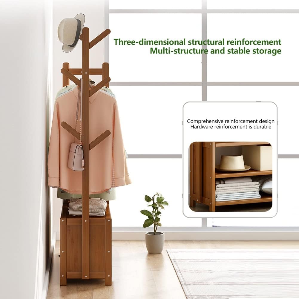 Beautiful Wooden Garment Rack Clothes Rack with 2 Shelves Freestanding Clothing Hanging Rack for Bedrooms/Brown/70 * 30 * 138Cm(Brown,70 * 30 * 138Cm)