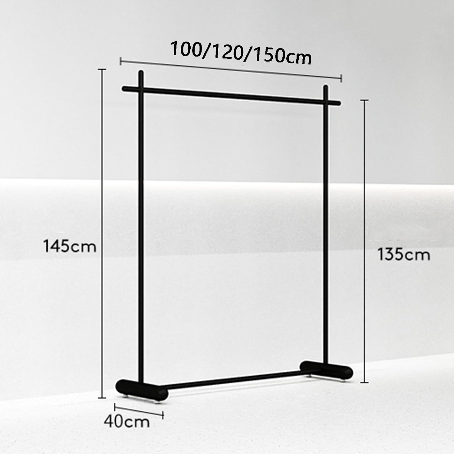 Heavy duty Garment rack Modern Black Wrought Iron Clothing Rack For Hanging And Display Clothes Freestanding Coat Rack For Bedrooms And Boutiques Commercial Metal Clothes Rail Easy To Assemble ( 150X