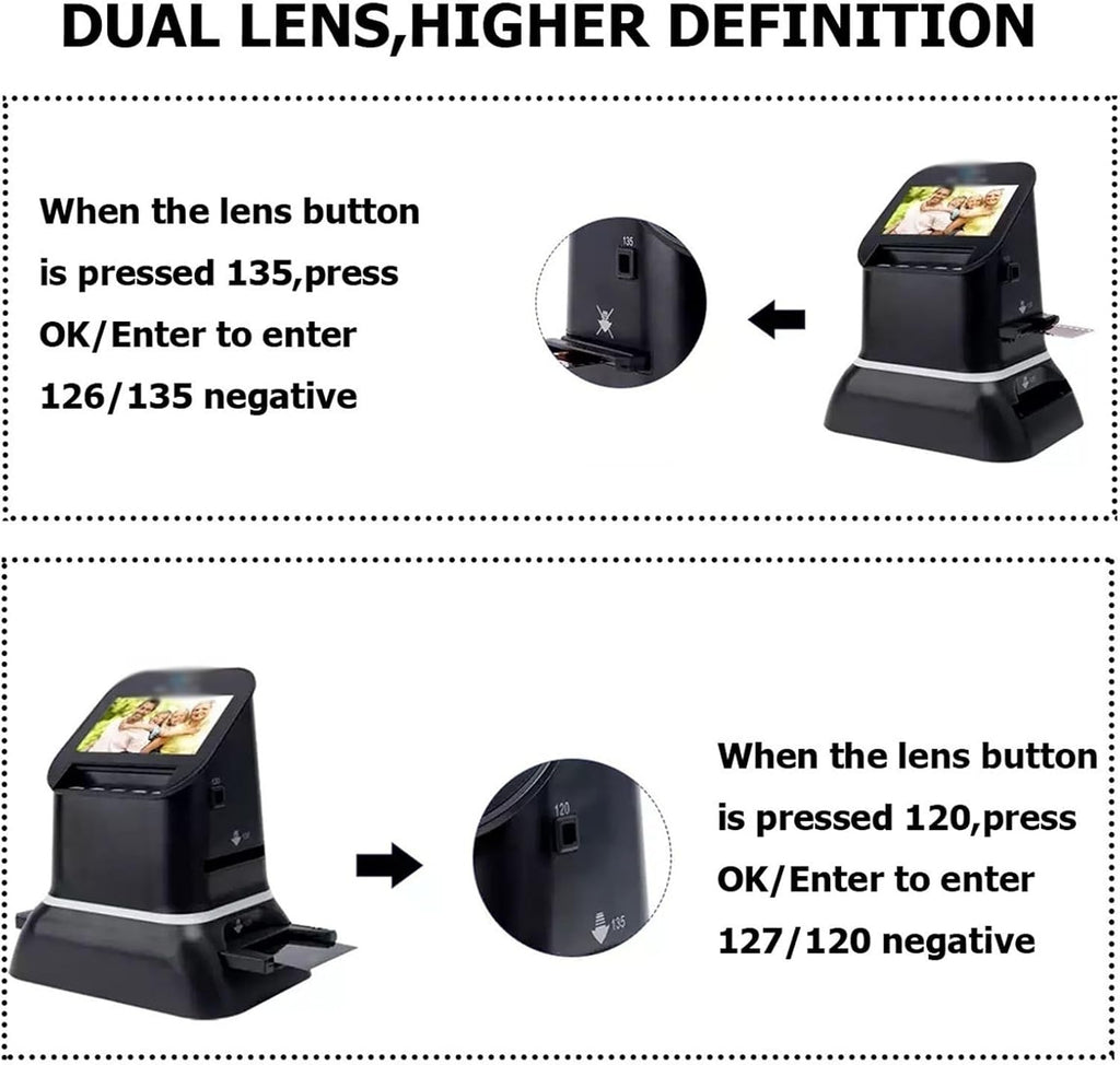 Film Scanner High Resolution 22MP USB/SD Slide Scanner 4.3' LCD Screen Converts 120/135/126/127 Negatives Slides to Digital JPEG