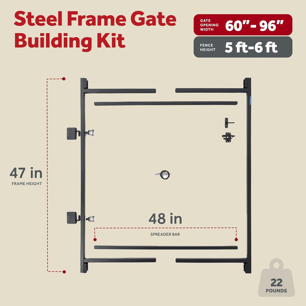 Adjust-A-Gate 2 Way Lockable Easy to Install Steel Frame Gate Latch with Installation Building Kit and Telescoping Bars (2 Pack)