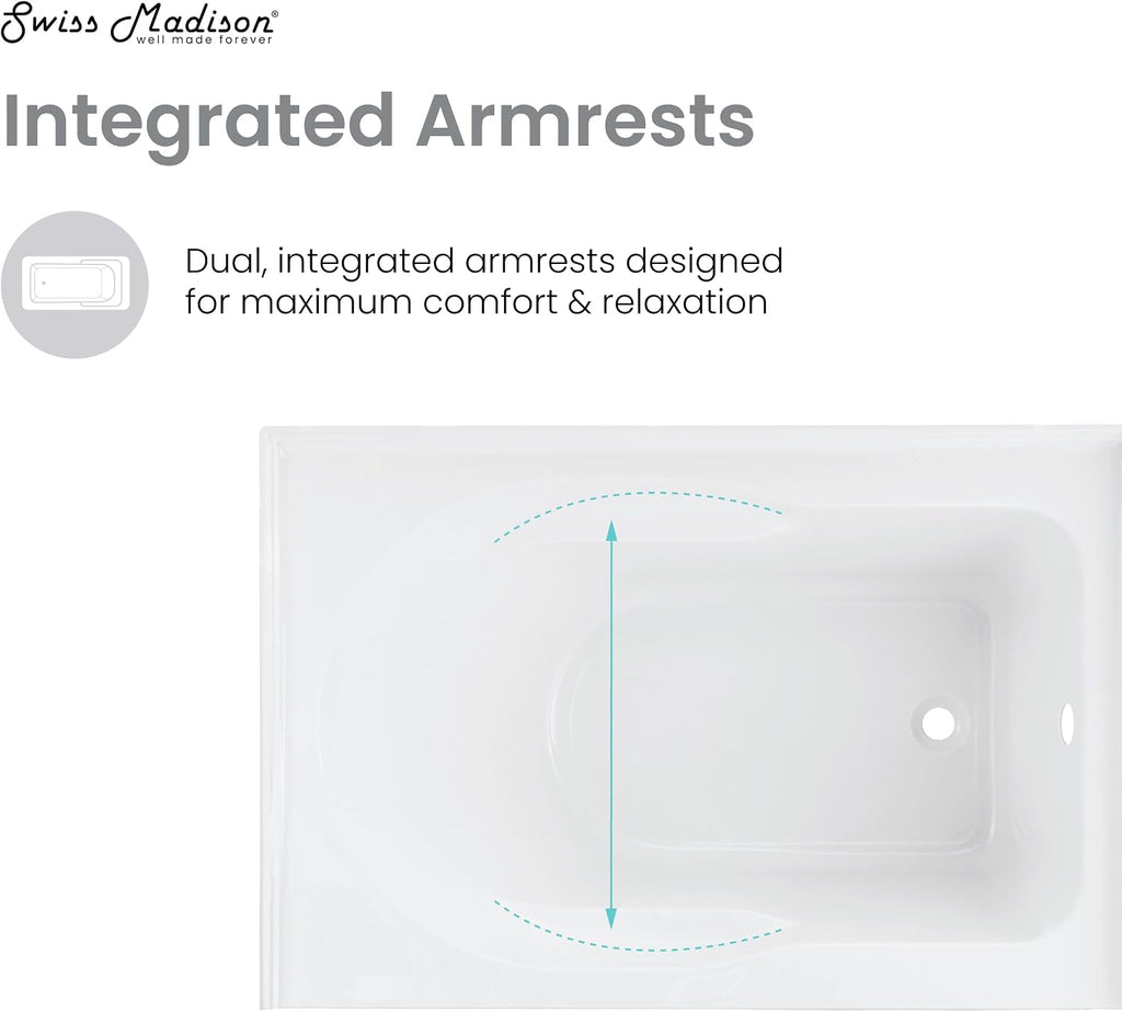 Swiss Madison Ivy 54'' x 30' Bathtub with Apron Right Hand Drain in White