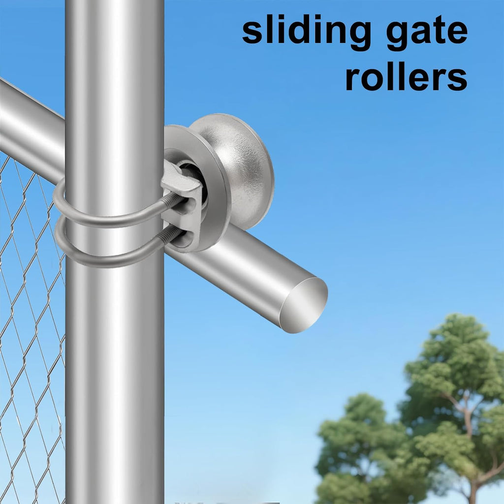 Mini Cantilever Gate Rollers – Durable Cast Steel Rolling Hardware for 2-3/8' Posts & 1-5/8' Chain Link Fence Gates – Efficient Mini Slide Gate System, Pack of 4