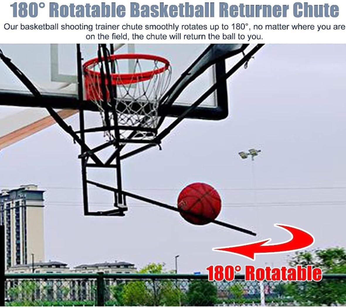 Basketball Shot Returner Hanging Basketball Return Attachment for Hoop, Metal Basketball Shot Returner Net Systems, Basketball Rebounder Attachment