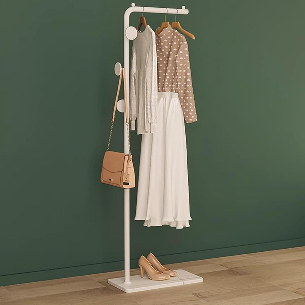 Metal Garment Rack, 66.9inch Clothes Rack For Bedroom Freestanding Wardrobe Rack Clothing Racks For Hanging Clothes For Laundry Living Room Entrances Cloakroom(Round payment,White)