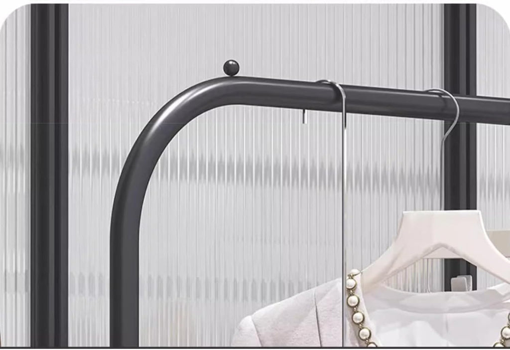 Heavy duty Garment rack Modern Black Metal Clothes Rail For Hanging Clothes Commercial Heavy Duty Clothing Rack Freestanding Retail Display Rack Easy To Assemble Single Rod Coat Rack ( 100X40X145CM)