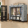 Free Standing Clothing Rack, Portable Closet Wardrobe Rack with Cover, Heavy-Duty Garment Rack, Armoires Clothes Storage Organizer Shelves, for Cloakroom, Bedroom,168cm