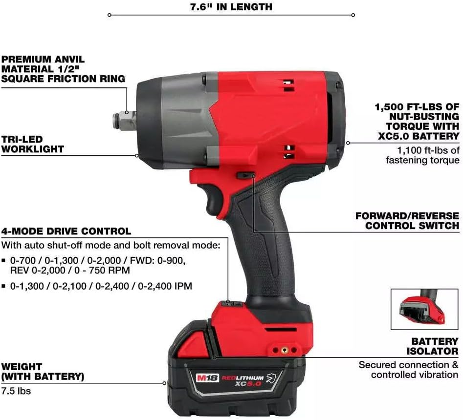Impact Wrench, Impact Driver, Tool Kit, for Milwaukee 2967-22 M18 Fuel 18V 1/2' High Torque Impact Wrench Friction Ring Kit