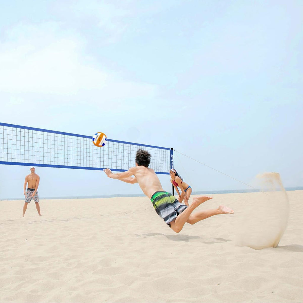 SKEERY Outdoor Heavy Duty Volleyball Net Set, Anti-Sag Design, Adjustable Aluminum Poles, Portable Volleyball Net for Backyard,Grass and Beach
