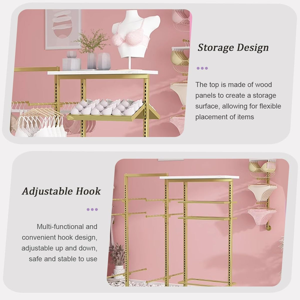 3 Tier Lingerie Garment Rack Retail Clothing Rack,Underwear Display Stands,Freestanding Clothing Store Storage Shelf,Multifunctional Panties Bra Gloves Socks Commercial Shelves(Silver,100cm/39.3in-2)