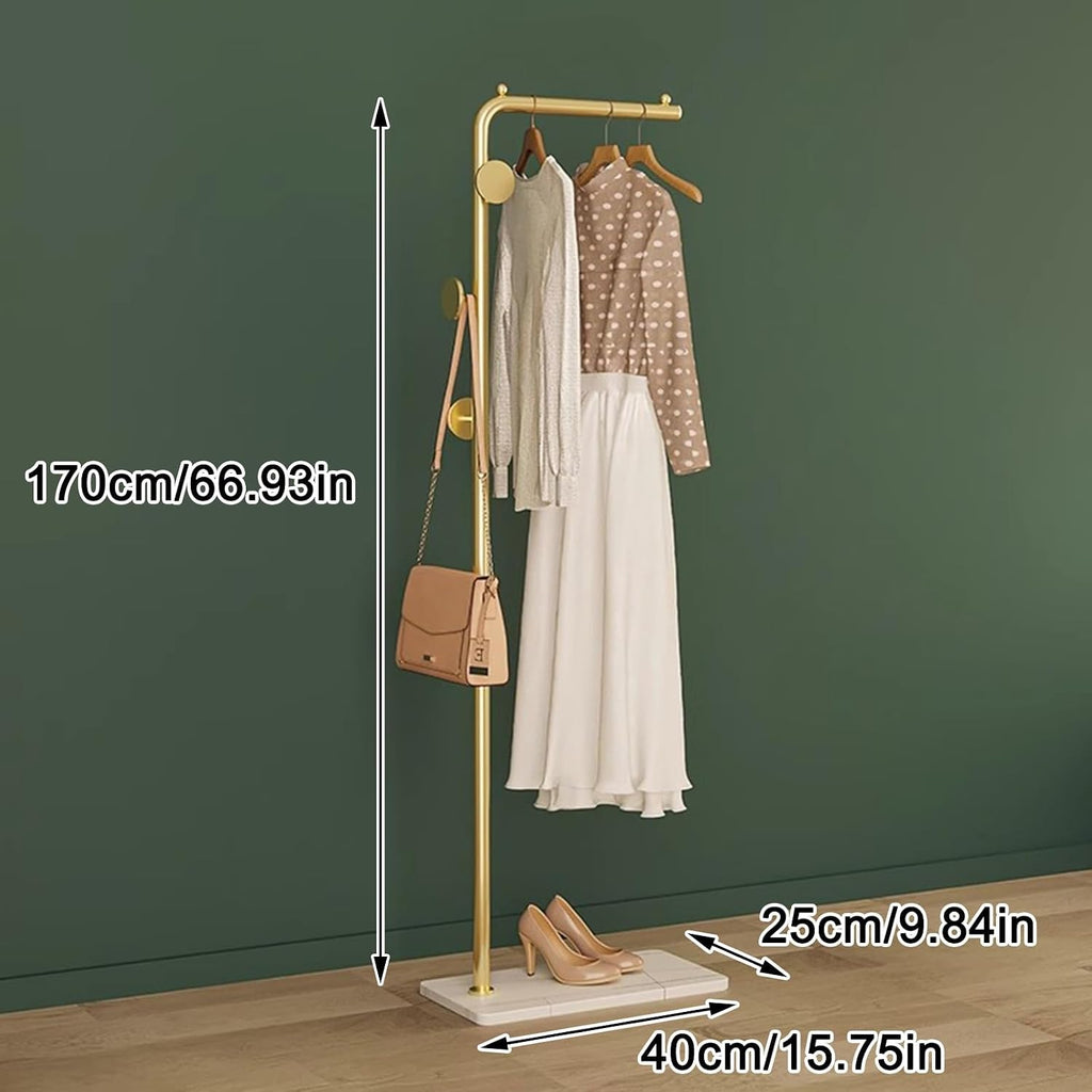 Metal Garment Rack, 66.9inch Clothes Rack For Bedroom Freestanding Wardrobe Rack Clothing Racks For Hanging Clothes For Laundry Living Room Entrances Cloakroom(Round payment,White Gold)
