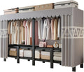 Portable Closet Rack Heavy-Duty Foldable Garment Racks,Wardrobe Closet,1200lbs Enclosed Wardrobe Closet For Hanging Clothes Storaging(87X48X170CM)