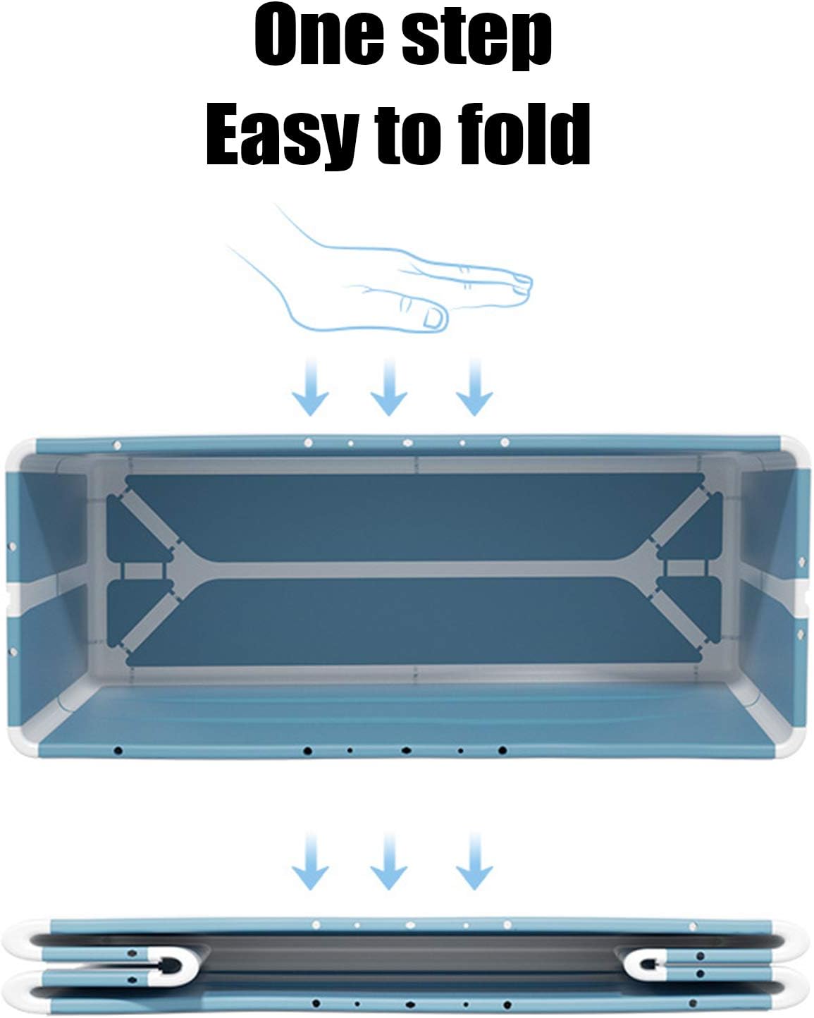 Portable Bathtub 53In Collapsible Soaking Bath Tub Blue Thickened Plastic Folding Bathtub Freestanding Bathtub for Adults, Bearing Capacity 92.48lbs (without Lid)