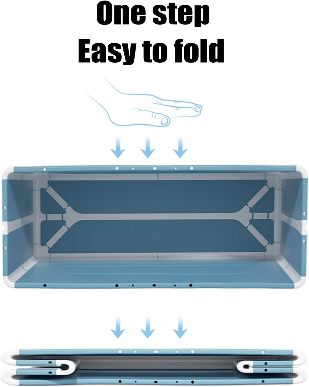 Portable Foldable Bathtub 53In Freestanding Bathtub with Lid & Drain-pipe, Blue Thickened Plastic Collapsible Soaking Bath Tub for Adults, Bearing Capacity 92.48lbs (with Lid)