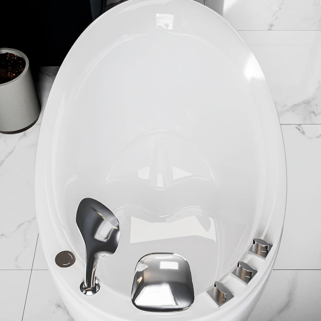 Empava Whirlpool Tub,48 in Freestanding Air Jetted Bathtub, Japanese Soaking Tub with Pre-Molded Seat, 36 Air Jets for Spa-Like Relaxation, Glossy White Luxury Acrylic Design