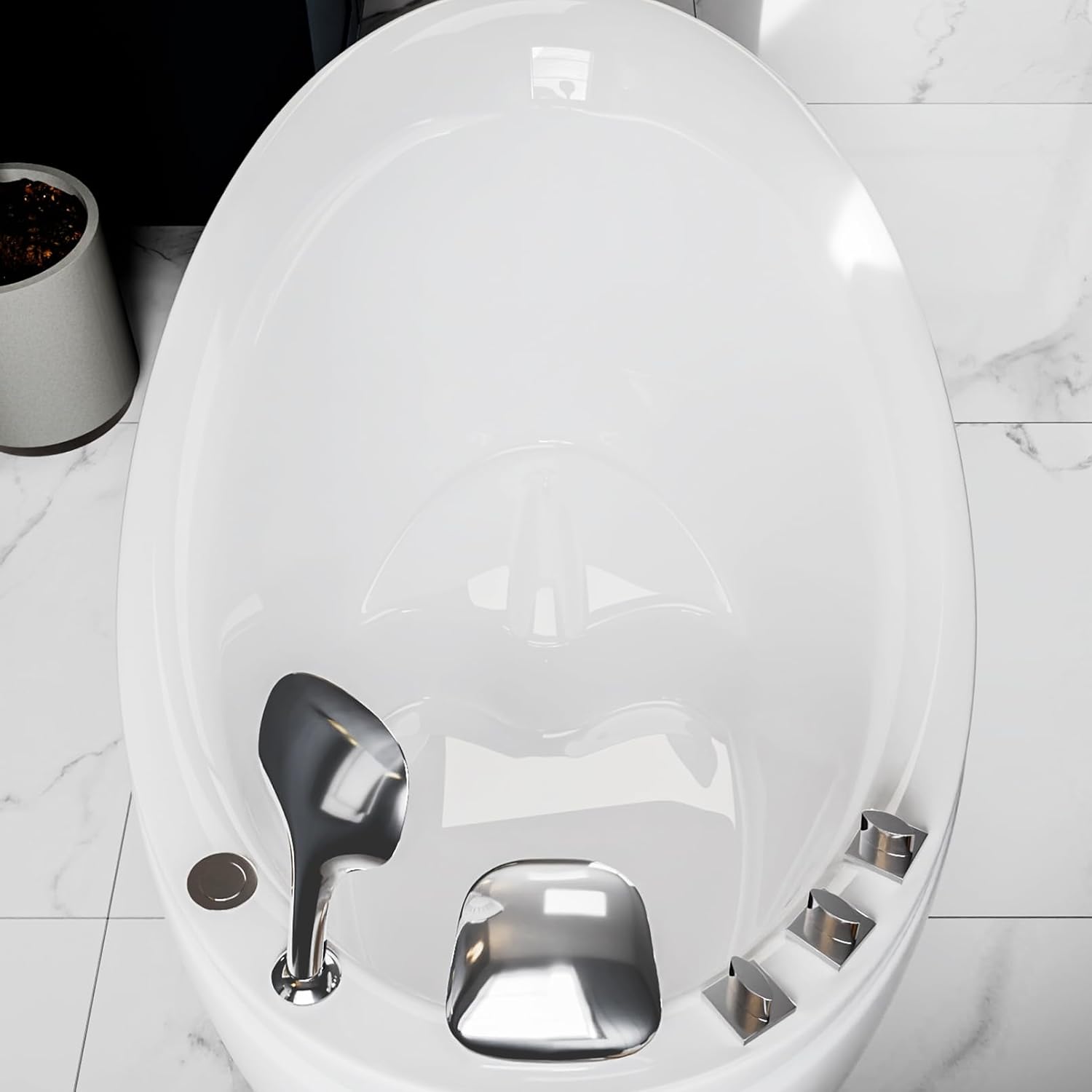 Empava Whirlpool Tub,48 in Freestanding Air Jetted Bathtub, Japanese Soaking Tub with Pre-Molded Seat, 36 Air Jets for Spa-Like Relaxation, Glossy White Luxury Acrylic Design