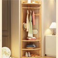 Wood Corner Coat Rack with Storage Shelf Clothing Rack Garment Racks with Rack for Entryway Living Room Solid Construction(Natural)