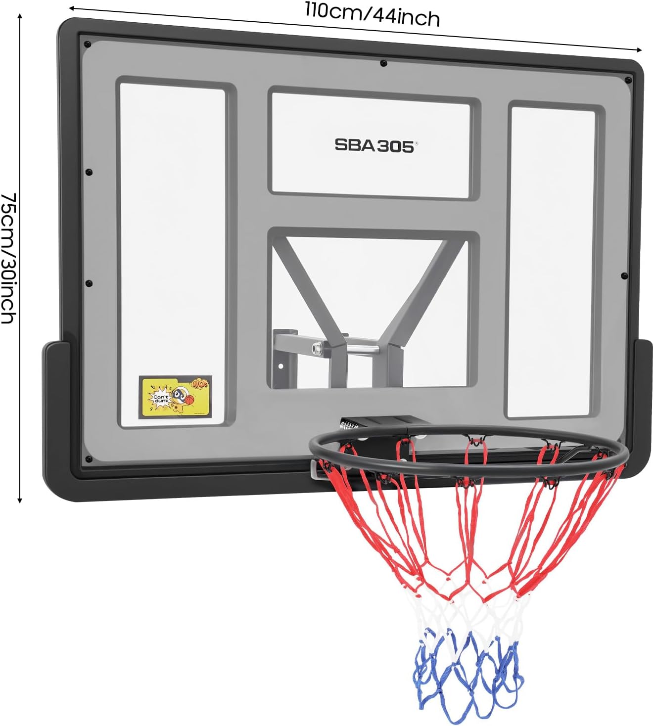 Performance Pet Backboard & Rim Combo, Wall Mount Basketball Backboard Adjustable Basketball Hoop Removable Backboard Rim Kit Hoops with Basket Net for Outdoors Club Home Training
