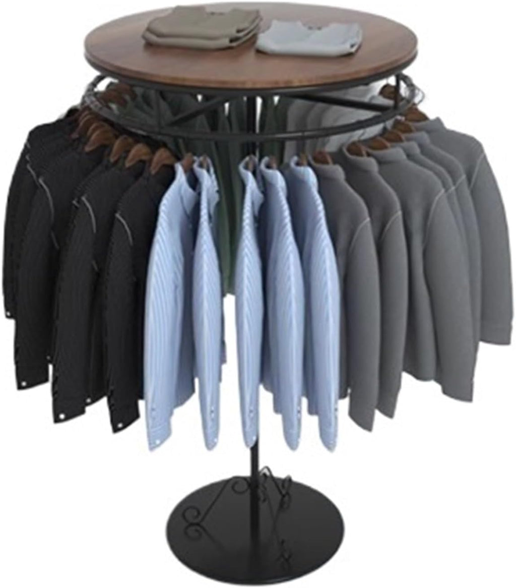 Multi-Purpose Garment Rack, Round, Floor Standing Clothing Stand, Metal Clothes Retail Display Shelf, for Bedroom Boutique Commercial Shop Laundry Room, 53.1in(70 * 135cm)