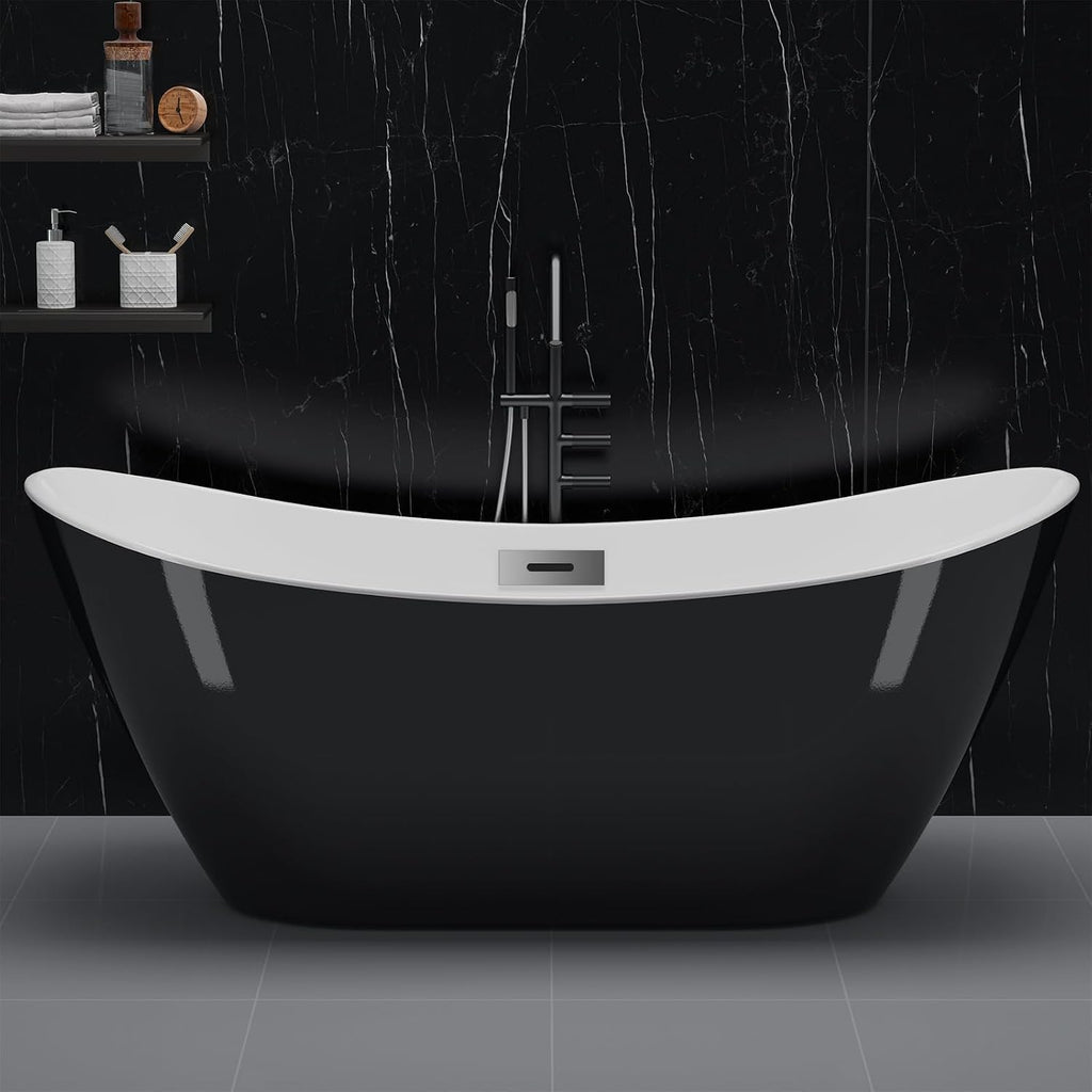 67' Free Standing Tub, Acrylic Freestanding Bathtub, Modern Soaking Tub with Integrated Overflow and Drain, White Bathroom Fixture, Stand Alone Bathtub, CUPC Certified, Elegant White