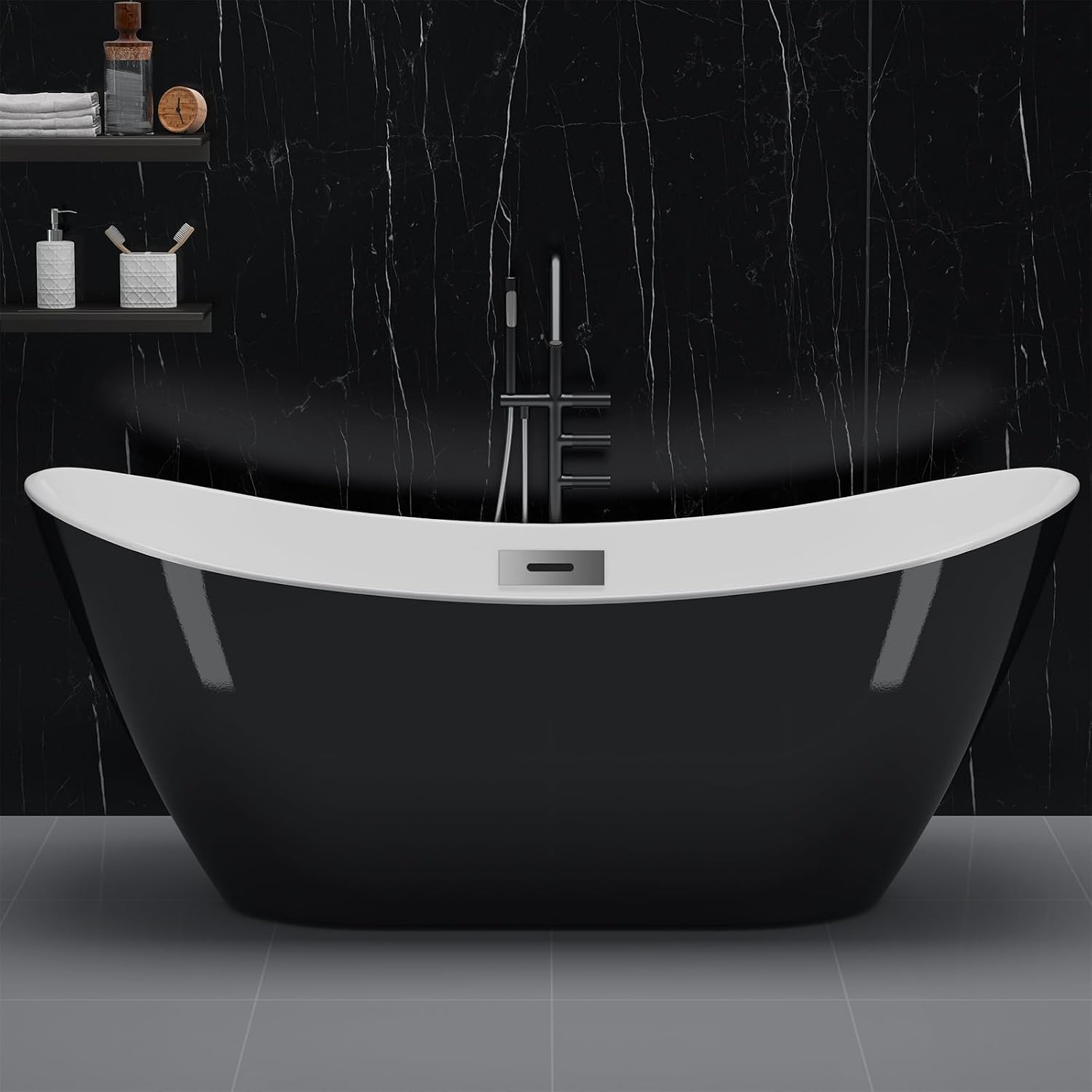 67' Free Standing Tub, Acrylic Freestanding Bathtub, Modern Soaking Tub with Integrated Overflow and Drain, White Bathroom Fixture, Stand Alone Bathtub, CUPC Certified, Elegant White