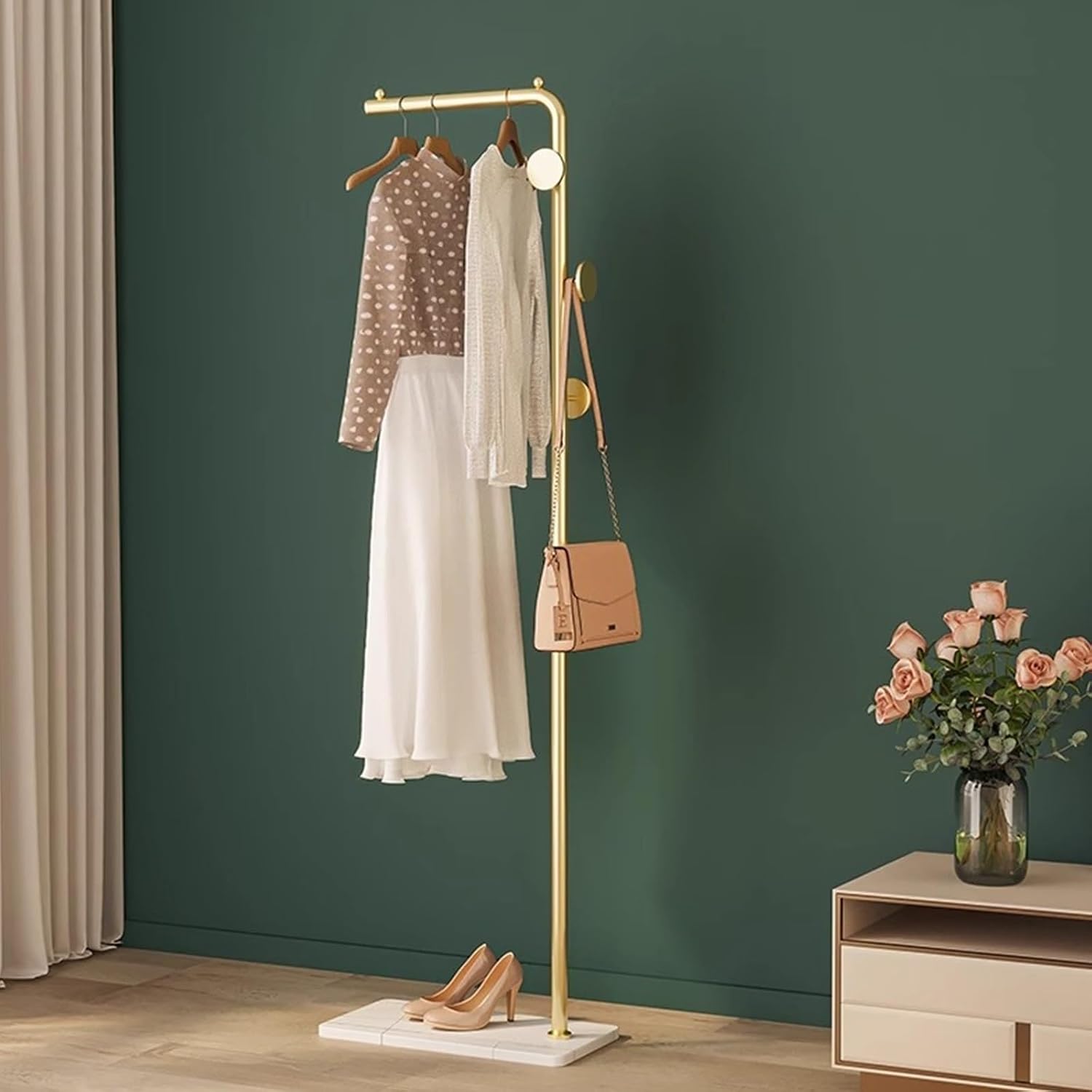 Metal Garment Rack, 66.9inch Clothes Rack For Bedroom Freestanding Wardrobe Rack Clothing Racks For Hanging Clothes For Laundry Living Room Entrances Cloakroom(Round payment,White)
