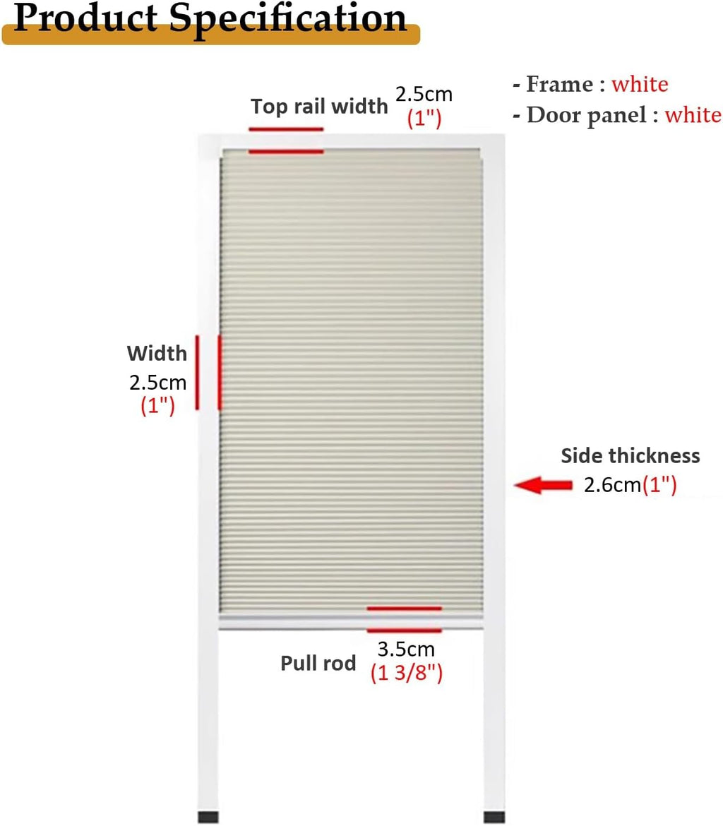 Accordion Door No Drill Telescopic Sliding Door for Doorway, Top Down Bottom Up Non-Woven Foldable Screen Door Kit, Internal/Exterior Telescopic Folding Doors(30x77in(76x196cm))