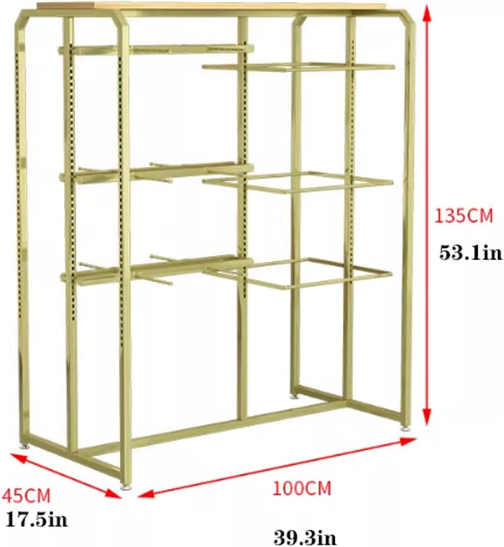 Two-sided Heavy-duty Retail Organizer Clothing Store Shelf, Commercial Lingerie Garment Rack, Metal, Underwear Sock Display Stand, for Bras, Shorts, Hats, 3 Tier(A)