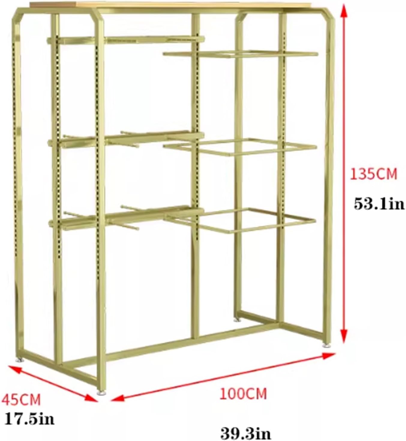 3 Tier Heavy-duty Retail Organizer Clothing Store Shelf, Commercial Lingerie Garment Rack, Metal, Underwear Sock Display Stand, for Bras, Shorts, Hats, 100 * 45 * 135cm(A)