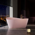 60' Edeyeu Stylish Freestanding Bathtub - Modern Soaker Tub, Extra Deep Freestanding Bathtubs, Durable PMMA Stand Alone Tub, Contemporary Solid Surface Bathtub for Luxurious Bathroom Spa Pink
