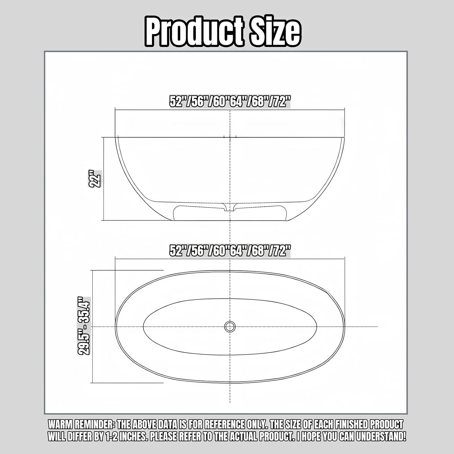 56' Edeyeu Freestanding Bathtub - Modern Soaker Tub with Elegant Aesthetic Design, Extra Deep Stand Alone Tub, with Drain, Suitable for Apartments, Villas and Hotels Pink B