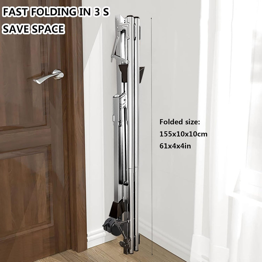 Heavy Duty Retractable Drying Rack - 2.4m Collapsible Stainless Steel Clothes Airer, Indoor/Outdoor Folding Garment Rack, Space-Saving Clothes Rail, Easy Installation