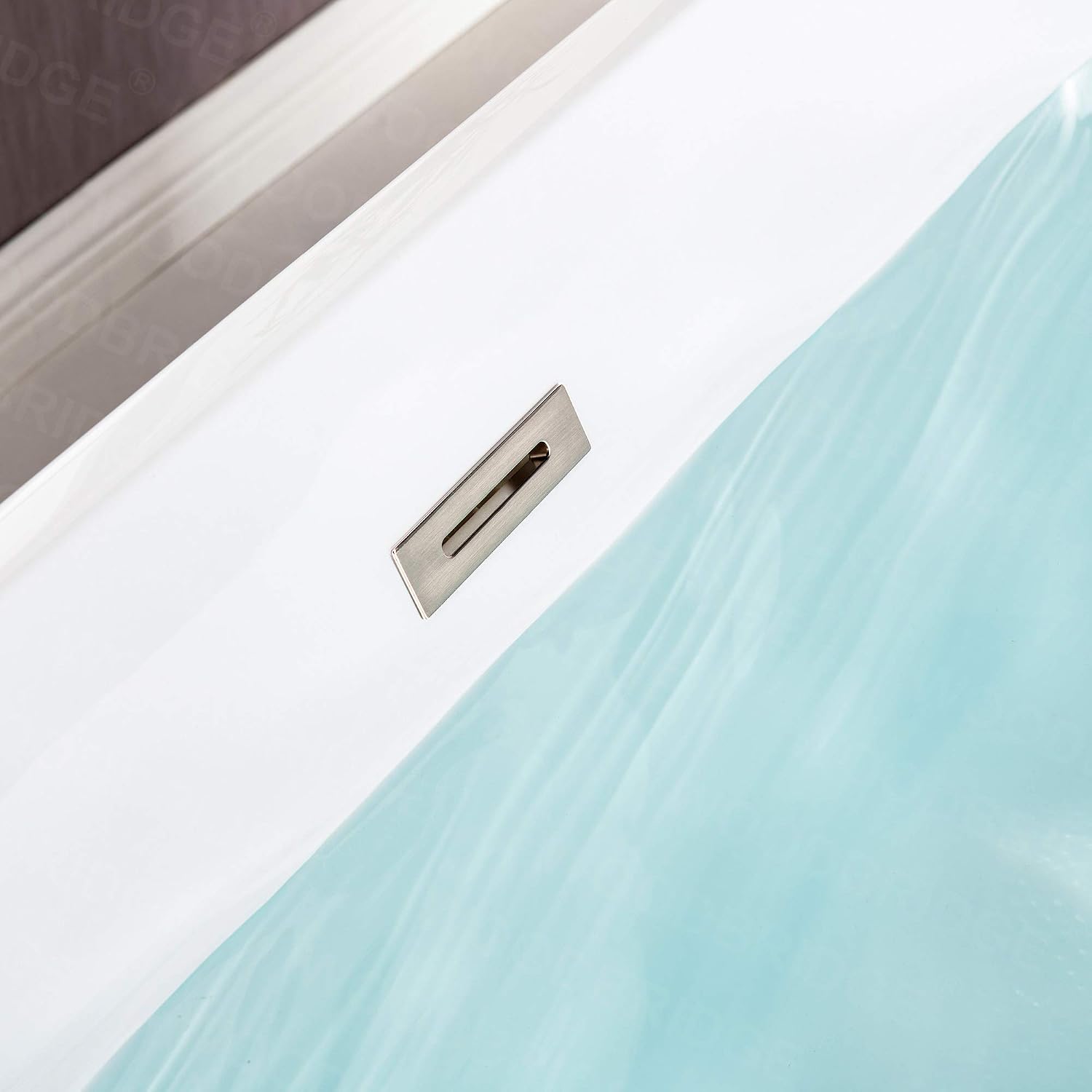 WOODBRIDGE 67' Acrylic Freestanding Bathtub Contemporary Soaking White Tub with Brushed Nickel Overflow and Drain，BTS1609 -B/N-Drain &O