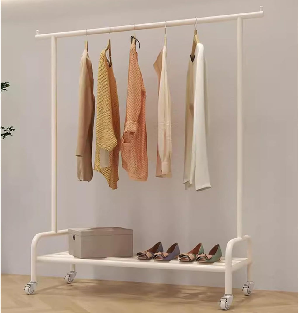 Heavy duty Garment rack Heavy Duty Clothing Rack On Wheels, Stainless Steel Clothes Rail With Shelves, Rolling Clothes Organizer For Hanging Clothes, Portable Coat Rack For Bedroom And Busines ( 120X