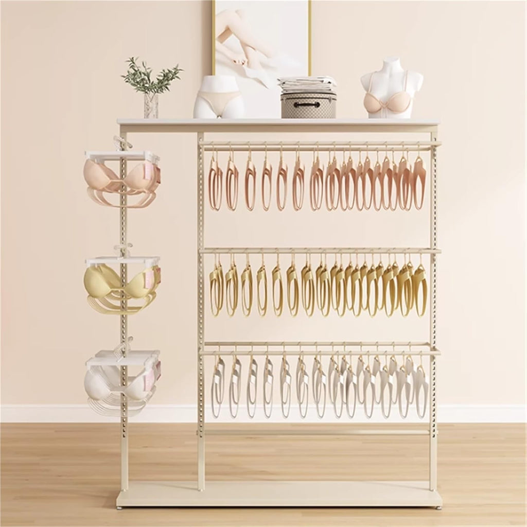 Two-sided Underwear Display Stand, Metals, Lingerie Garment Rack, Retail Sock Show shelves, Supermarkets Commercial Clothing Store Shelf, for Bras, Shorts, Hats(A,100 * 40 * 135cm)