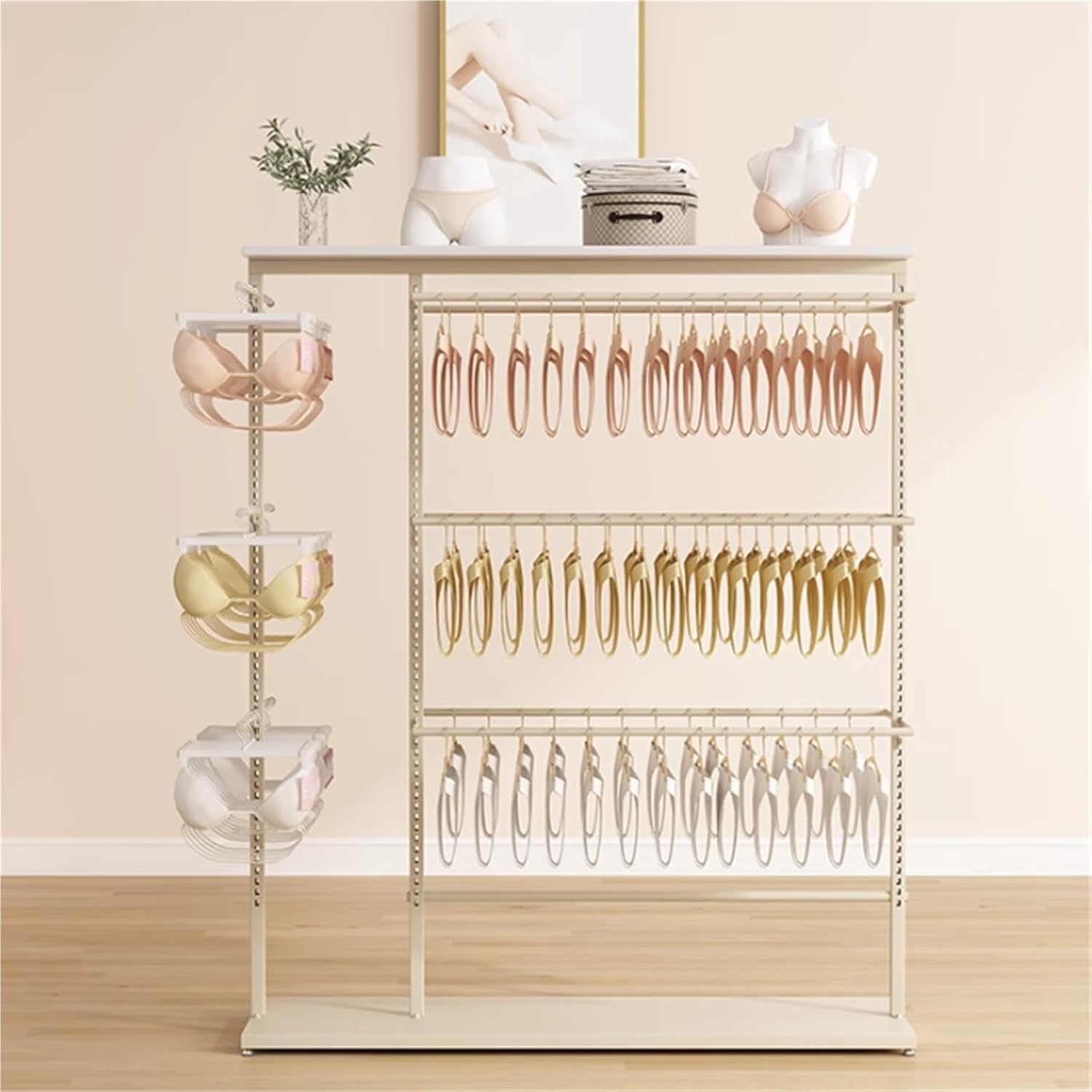 Two-sided Underwear Display Stand, Metals, Lingerie Garment Rack, Retail Sock Show shelves, Supermarkets Commercial Clothing Store Shelf, for Bras, Shorts, Hats(A,100 * 40 * 135cm)