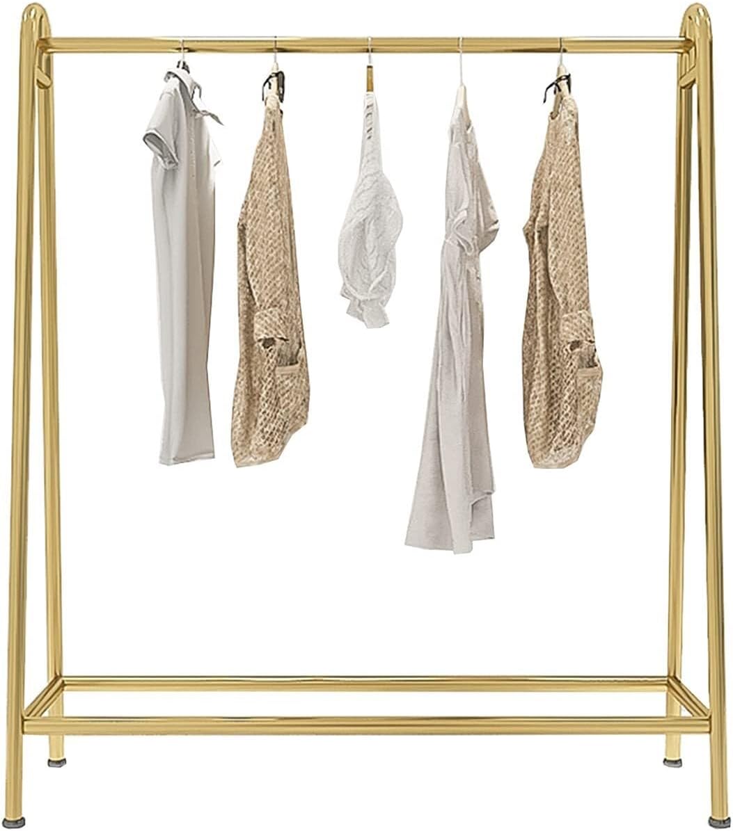 Gold Metal Garment Rack, Free Standing Clothing Organizer, Heavy Duty Clothes Display Rack 120x40x150cm