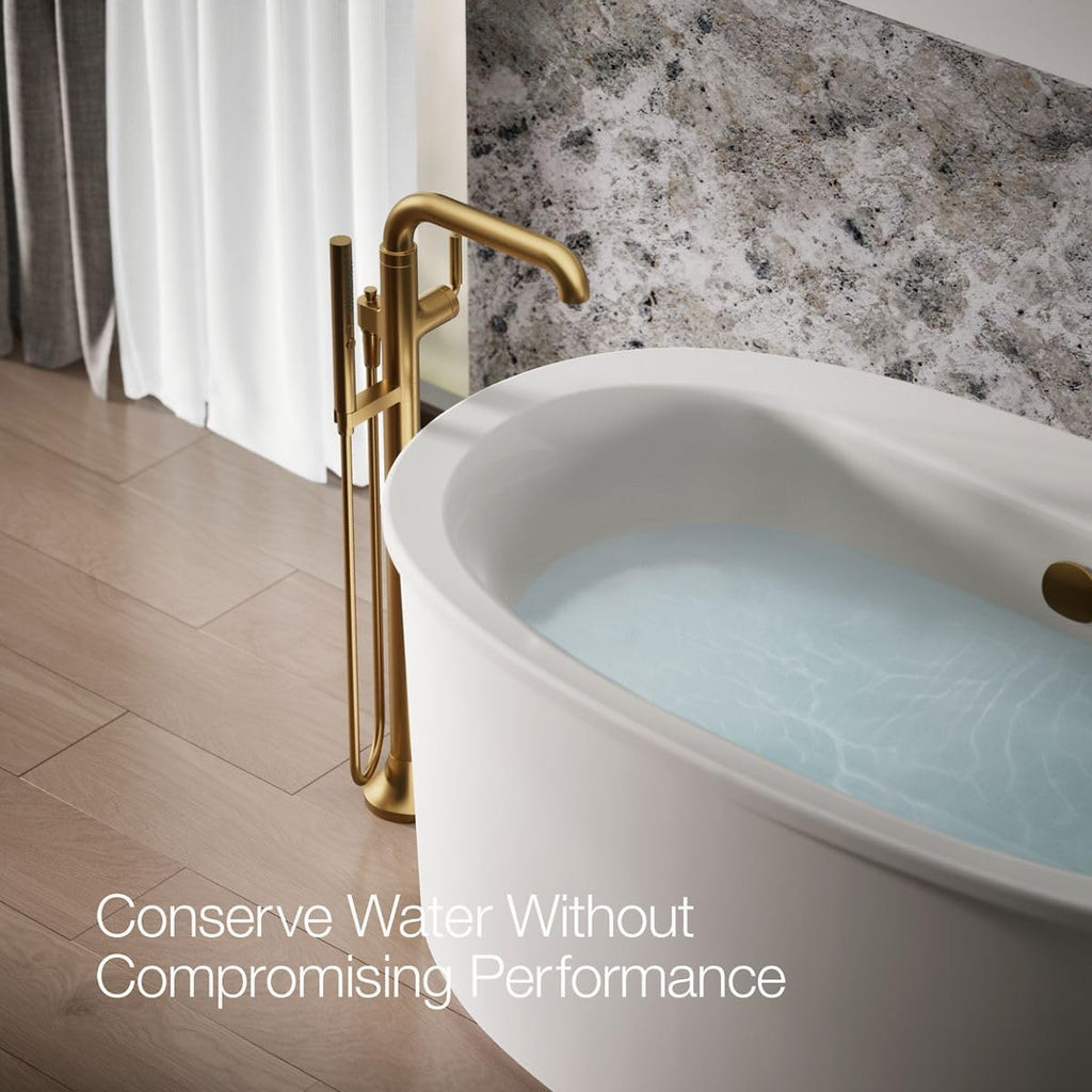 Kohler T27424-4-2MB Tone™ Floor-Mount Bath Filler Trim with handshower, Vibrant Brushed Moderne Brass