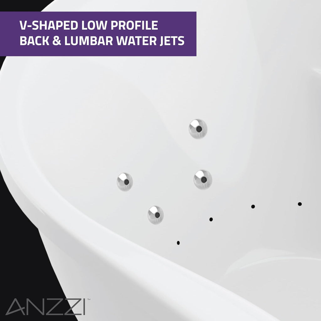 ANZZI Freestanding Tub 36' x 71', Whirlpool and Air Bath Tub in White, Aromatherapy, Whirpool Jetted, 6 ft., Lori Series (FT-AZ102)