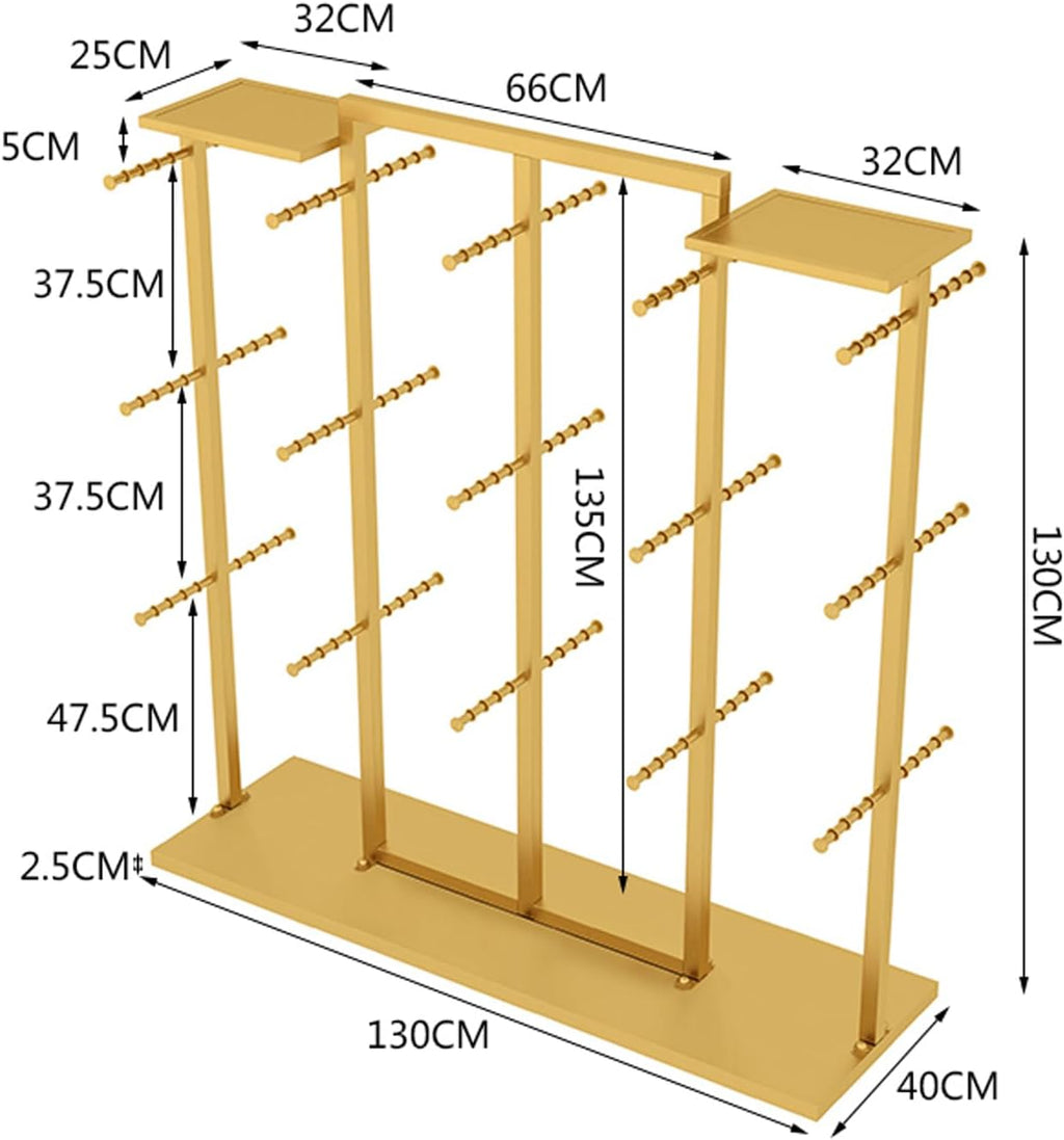 Double-Sided Underwear Display Stands, Wrought Iron Floor-Standing Display Stand, Garment Racks with Top Storage Shelf and Hanging Bar, Panties and Shorts Nakajima Display Shelf