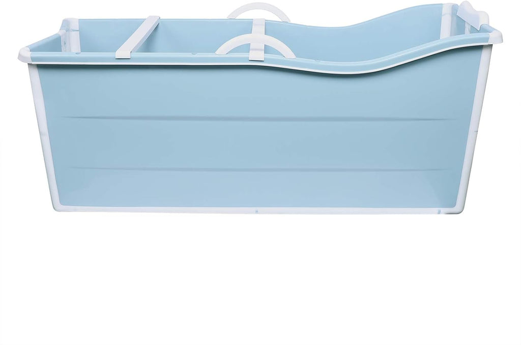 Portable Bathtub 53In Collapsible Soaking Bath Tub Blue Thickened Plastic Folding Bathtub Freestanding Bathtub for Adults, Bearing Capacity 92.48lbs (without Lid)