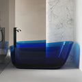 67' Edeyeu Luxury Freestanding Bathtub – Solid Surface Bathtub Soaking Tub, Ergonomic Backrest And Durable One-Piece Construction For Modern Bathroom Luxury With Drain Blue B