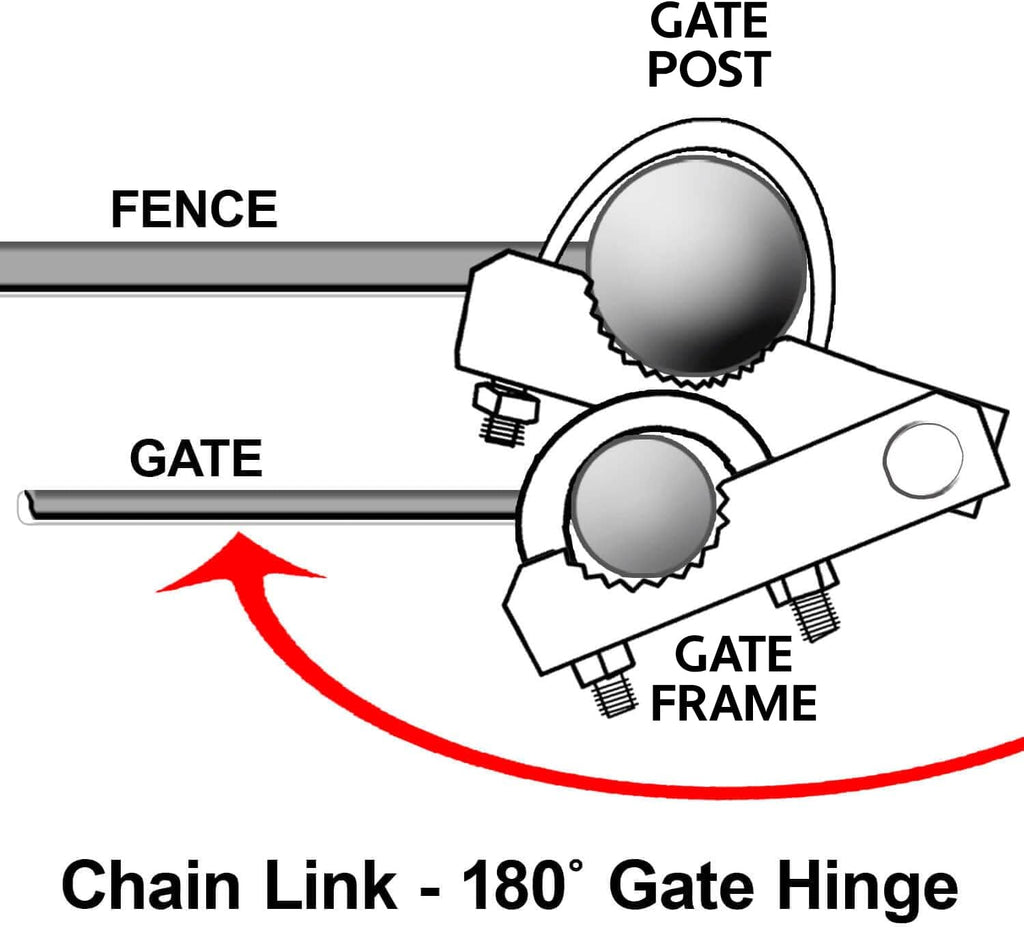Chain Link Fence 180 Degree Commercial Duty Gate Hinge-for 6-5/8' Outside Diameter Gate Post/Pipe & 1-5/8 Thru 1-7/8' Gate Frames. Chain Link Post Gate Hinge - Includes Hinge U Bolts - 2 Hinge Assy