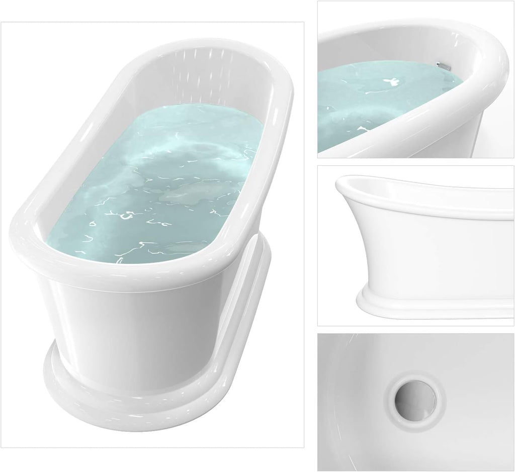 HEATGENE 67' Acrylic Freestanding Bathtub Contemporary Soaking Tub Easy to Install UPC Certified Drain & Overflow Assembly Included