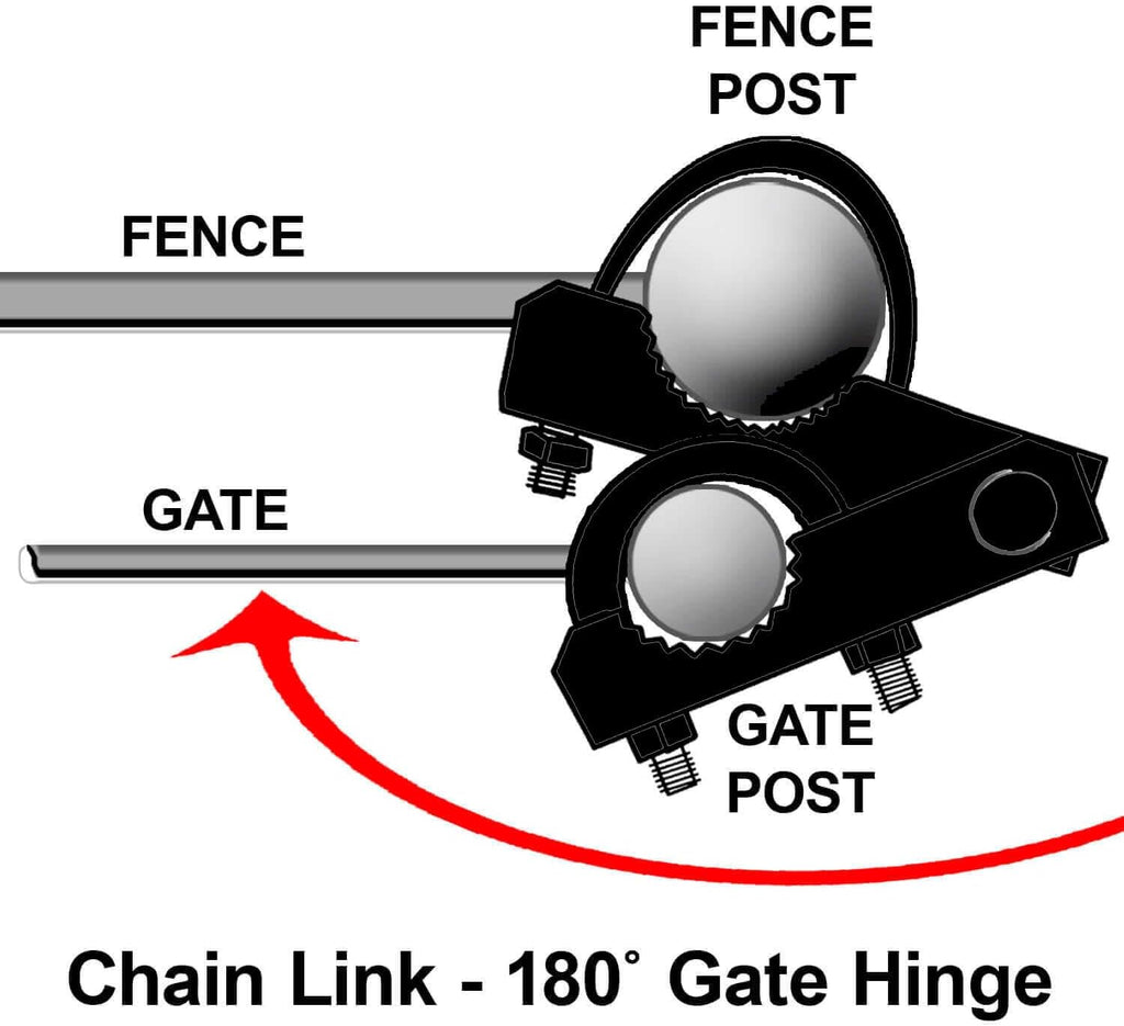 Black Commercial 180° Gate Hinge - Fits 2-3/8' Post & 1-5/8' to 1-7/8' Frame (Case of 10)