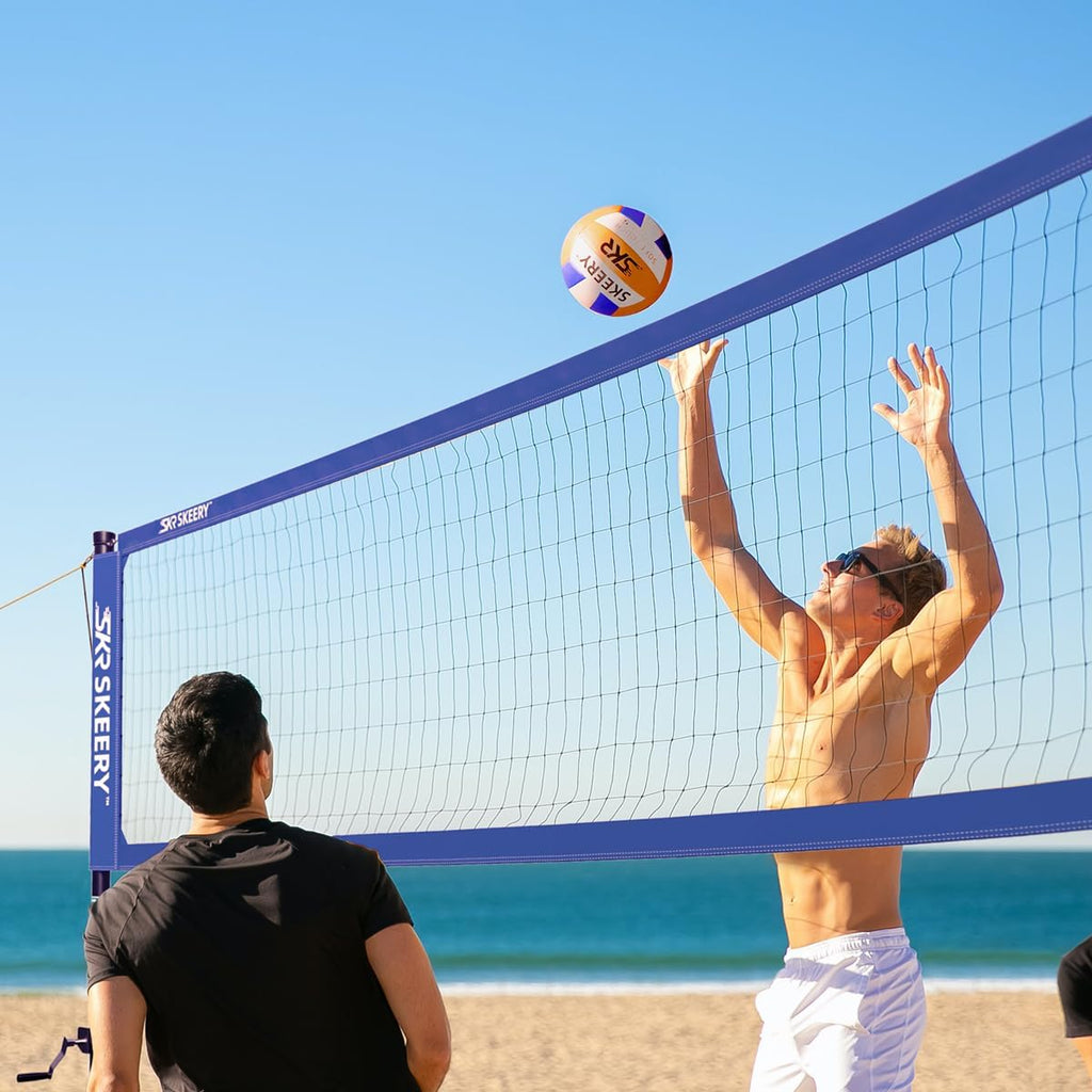 SKEERY Outdoor Heavy Duty Volleyball Net Set, Anti-Sag Design, Adjustable Aluminum Poles, Portable Volleyball Net for Backyard,Grass and Beach
