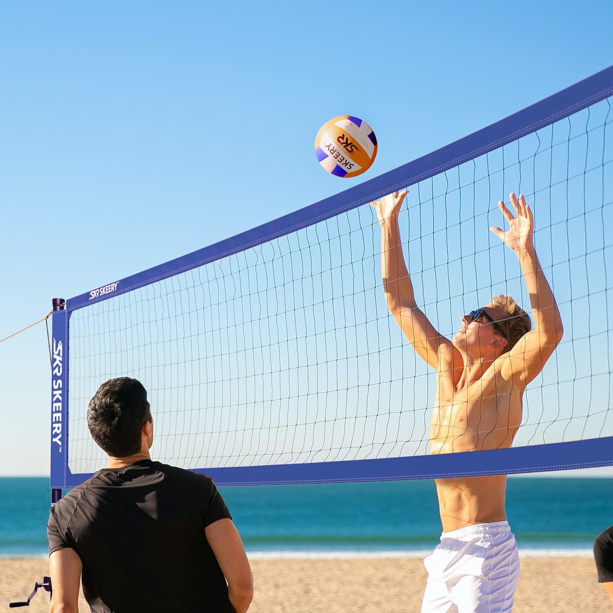 SKEERY Outdoor Heavy Duty Volleyball Net Set, Anti-Sag Design, Adjustable Aluminum Poles, Portable Volleyball Net for Backyard,Grass and Beach